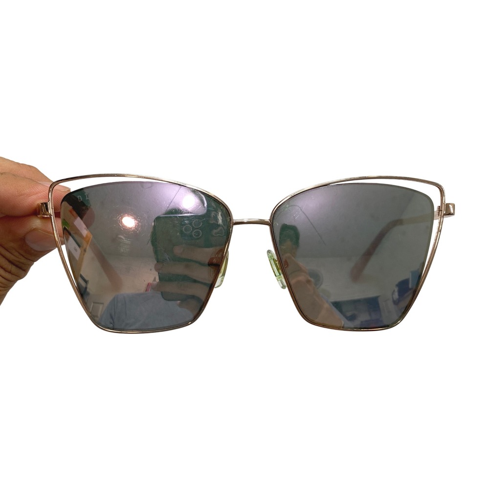 DIFF Eyewear Becky III Sunglasses Womens Rose Gold Mirrored Butterfly Cat Eye
